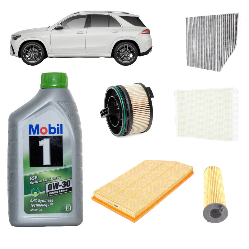 Kit tagliando 5 filtri + 8L olio 0W30 Mobil1 per GLE V167 2925cc gasolio,350CDI 400CDI