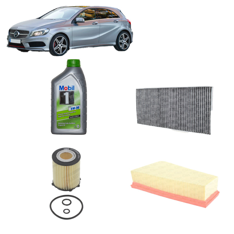 Kit tagliando + 6L Olio Mobil 5W30 ESP per Classe A W176 Benzina dal 2012 al 2018