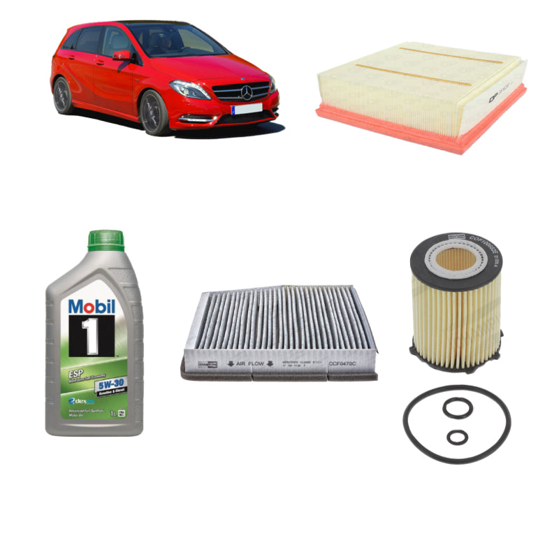 Kit tagliando + 6L olio Mobil1 5W30 per Classe B W246 W242 benzina B160 B180 B200 B220 B250