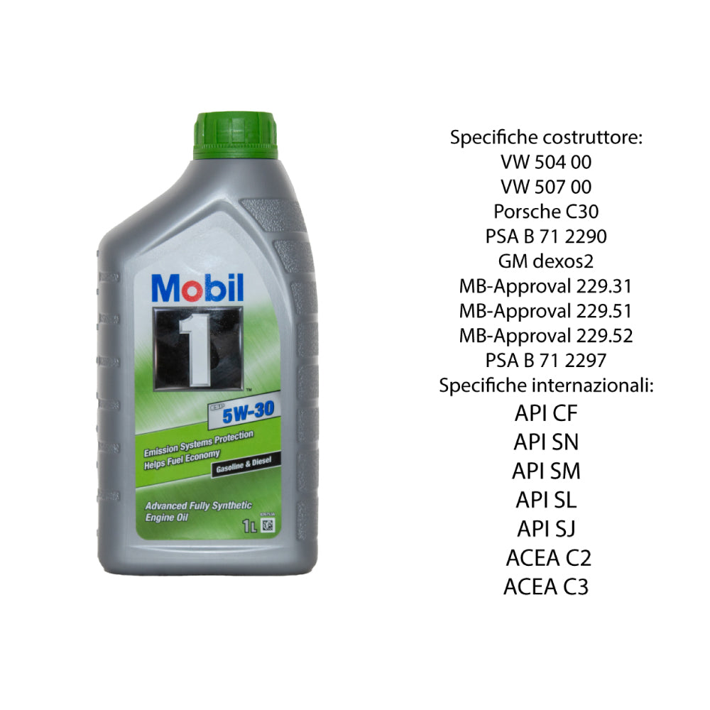 Kit tagliando filtro olio + 7L olio 5W30 Mobil1 per Classe C W204 C204 2143CC gasolio 180CDI 200CDI 220CDI 250CDI (2007-2014)