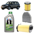 Kit tagliando 3 filtri + 6 litri olio Mobil1 5W-30 per GLK X204 1991cc benzina,2008-2015