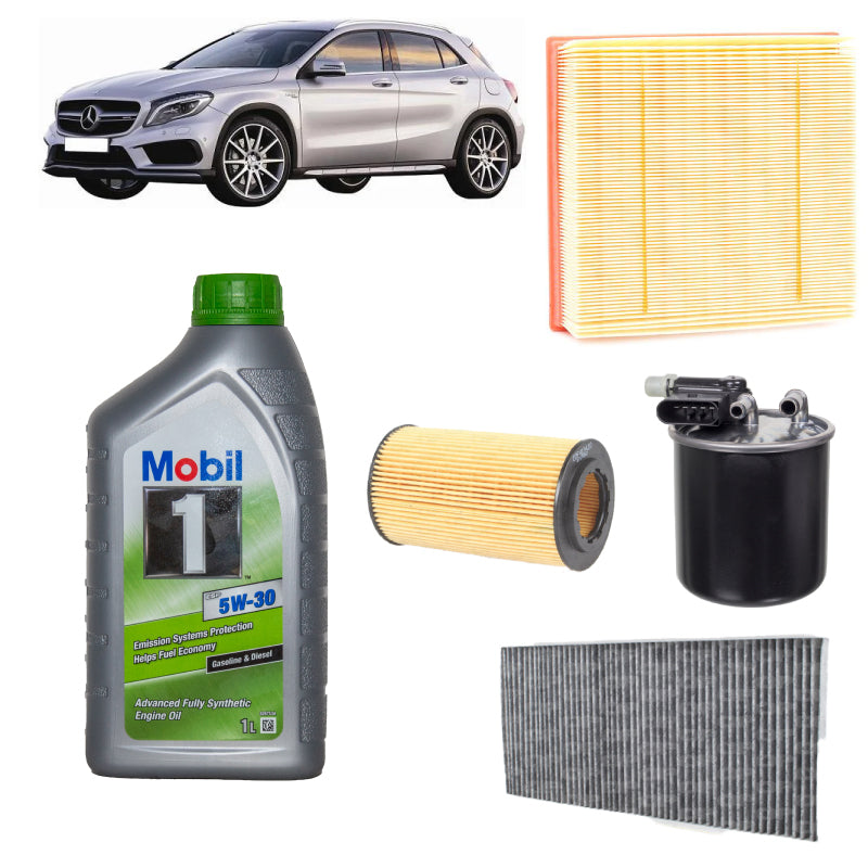 Kit tagliando 4 filtri + 7L olio Mobil 5W30 per GLA X156,2143cc gasolio, 200CDI 220CDI