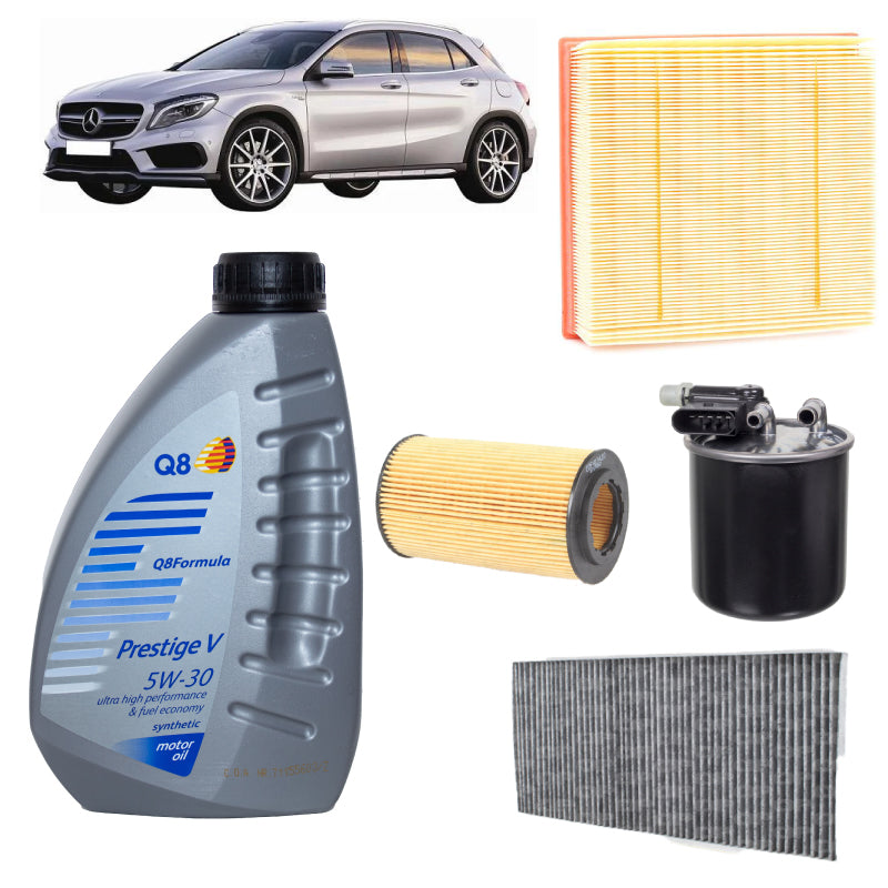 Kit tagliando 4 filtri + 7L olio Q8 5W30 per GLA X156,2143cc gasolio, 200CDI 220CDI