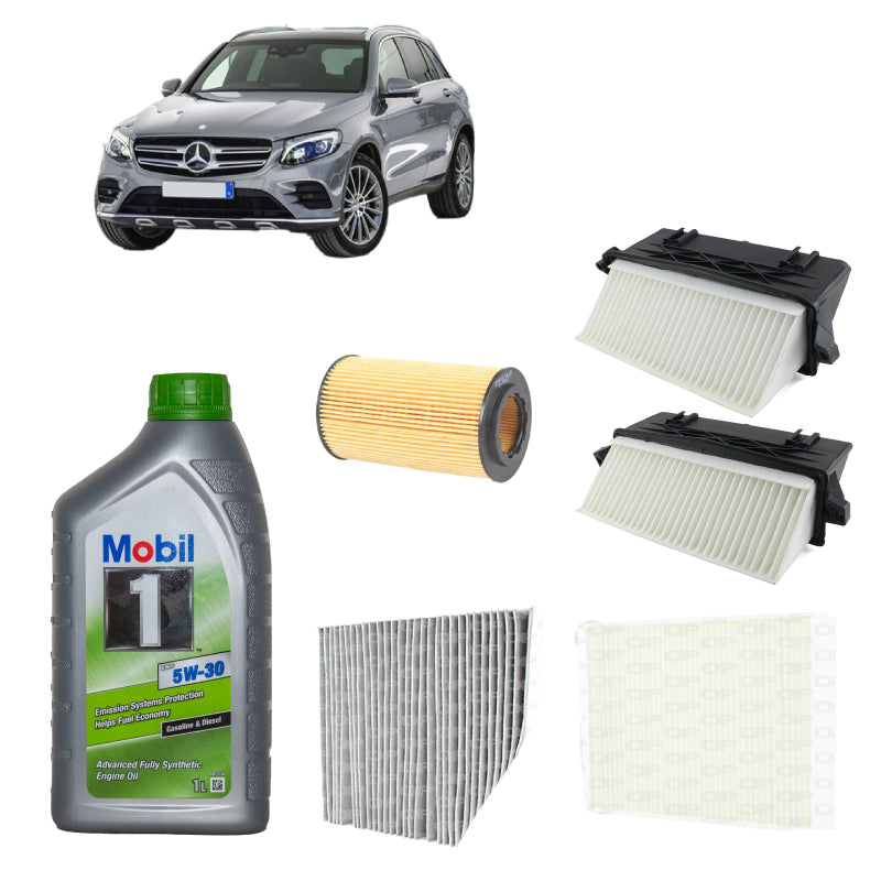Kit tagliando 6 filtri + 9L olio Mobil1 5W30 ESP per GLC X253 2987CC 350CDI OM642.855