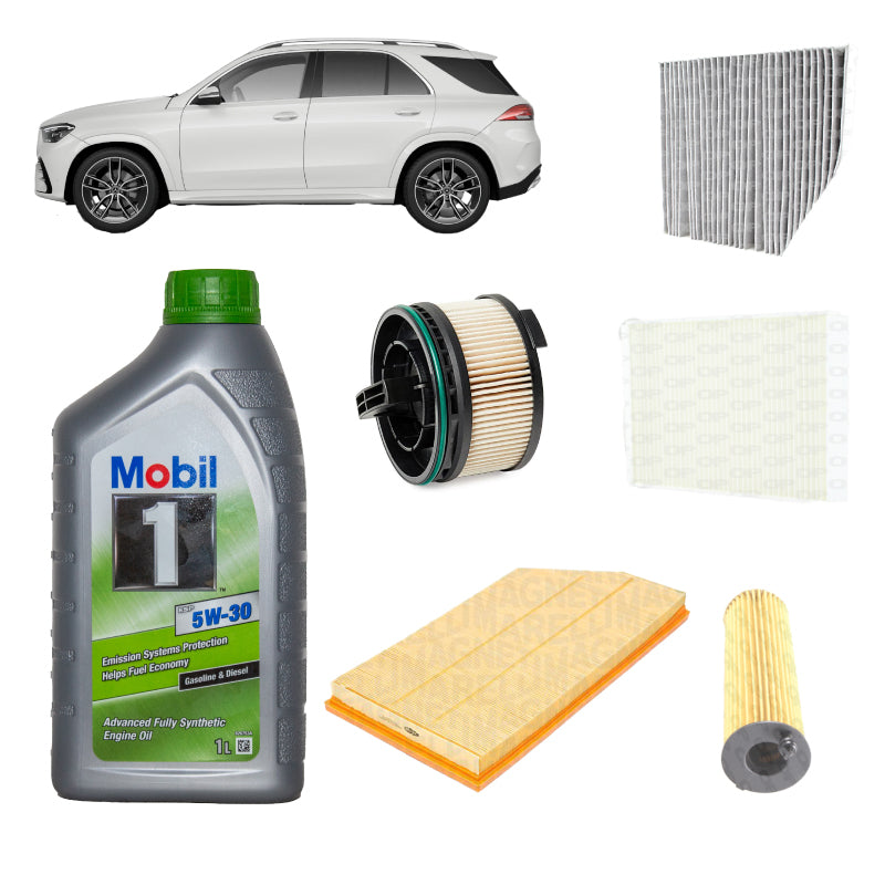 Kit tagliando 5 filtri + 8L olio 5W30 Mobil1 ESP per GLE V167 2925cc gasolio,350CDI 400CDI