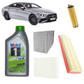 Kit tagliando 4 filtri + 9L olio Mobil 5W30 ESP per CLS C257 2999cc benzina,benzina+ibrido,CLS350 EQ-Boost