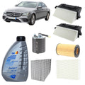 Kit tagliando 6 filtri + 9L olio Q8 5W30 per Classe E W213 2987CC 350CDI OM642.855