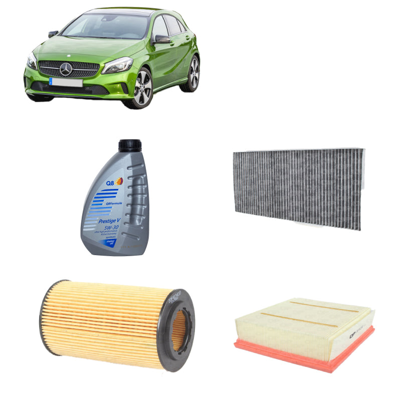 Kit tagliando + 7 L olio Q8 per Classe A W176 2143cc gasolio dal 2012 al 2018