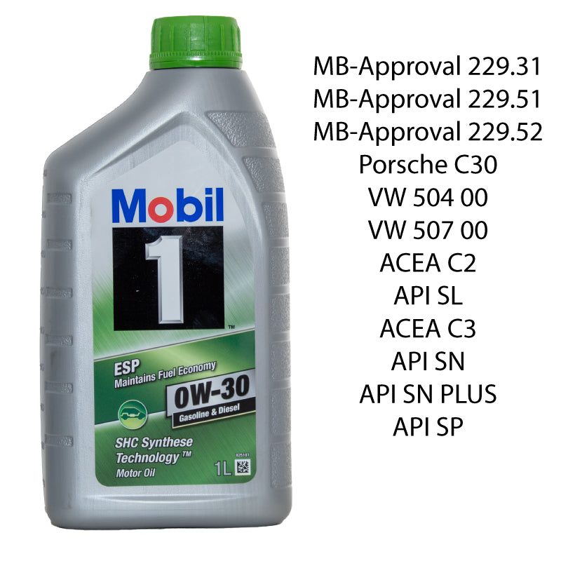 Kit tagliando 5 filtri + 7L olio 0W30 Mobil ESP per CLS C257 1950CC gasolio/Plug-in Hybrid