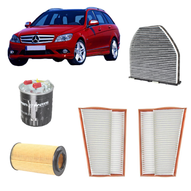 Kit tagliando 5 filtri per Classe C W204 2987CC gasolio 300cdi 320cdi