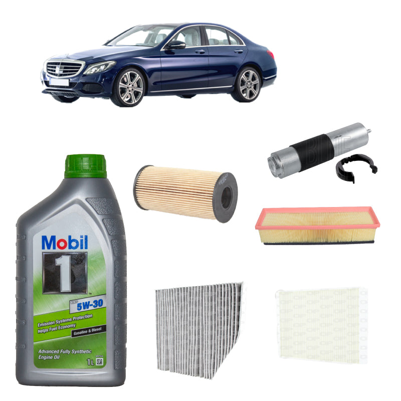 Kit tagliando 5 filtri + 7L olio 5W30 Mobil1 ESP per Classe C W205 S205 C205 1598CC gasolio 180D 200D 180 200 Bluetec