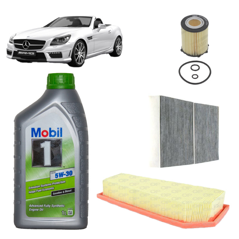 Kit tagliando + 6L olio Mobil1 5W30 per SLC R172 1991cc benzina SLC200 SLC250 SLC300