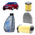 Kit tagliando 3 filtri + 6 litri olio Q8 5W-30 per Classe C W204 C204 1.6 benzina C180 CGI C200 Kompressor (2007-2014)