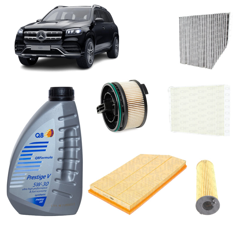 Kit tagliando 5 filtri +8L olio Q8 5W30 per GLS X167 2925CC gasolio 350D 400D