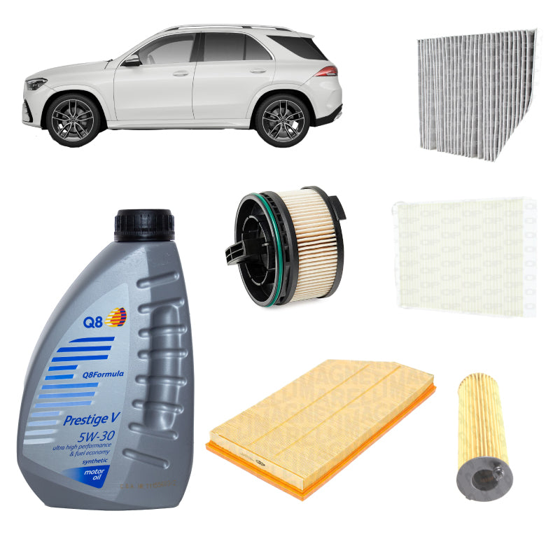 Kit tagliando 5 filtri +7L olio Q8 5W30 per GLE V167 1950CC gasolio/Plug-in Hybrid