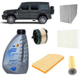 Kit tagliando 5 filtri +8L olio Q8 5W30 per Classe G W463 2925CC gasolio 350D 400D