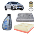 Kit tagliando + 6L olio Q8 5W30 per CLA coupé C117 benzina CLA180 CLA200 CLA 220 CLA250